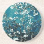 Porta-copos De Arenito Vincent Van Gogh Almond Blossoms Dark Teal<br><div class="desc">Artista: Vincent Van Gogh Título: Almond Blossoms mudou de cor</div>