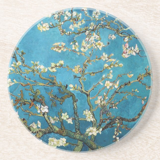 Porta-copos De Arenito Vincent van Gogh, Almond Tree florescente (Frente)