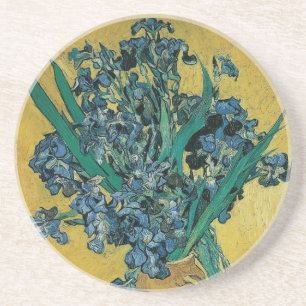 Porta-copos De Arenito Vincent van Gogh - Vase w Irises - Fundo Amarelo
