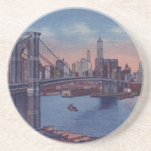Porta-copos De Arenito Vintage Brooklyn Bridge