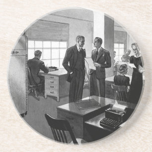 Porta-copos De Arenito Vintage Business, Escritório Executivo de Negócios