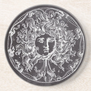 Porta-copos De Arenito vintage chalkboard mitologia grega Gorgon medusa