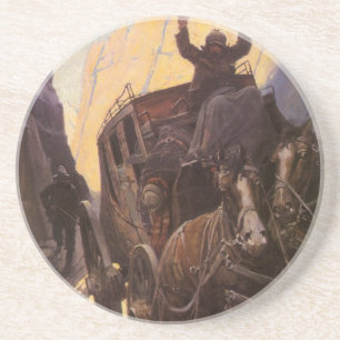 Porta-copos De Arenito Vintage Cowboys, Segurados no Canyon pelo NC Wyeth