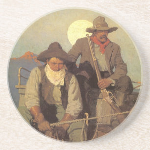 Porta-copos De Arenito Vintage Cowboys, The Pay Palco do NC Wyeth