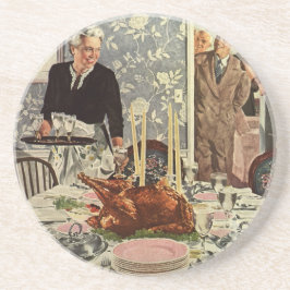 Porta-copos De Arenito Vintage Dia de Ação de Graças Janta Turquia com Fa