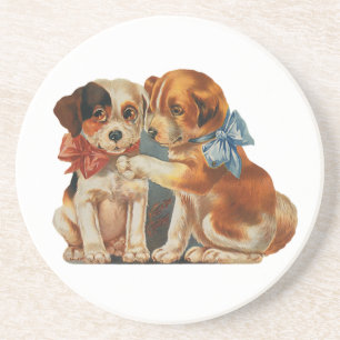 Porta-copos De Arenito Vintage Fofo Amor de Cachorro no Dia dos Namorados