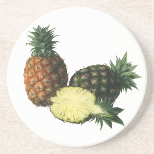 Porta-copos De Arenito Vintage Hawaiian Pineapple, Organic Comida Fruta