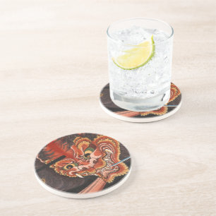 Porta-copos De Arenito Vintage Japonês Yokai Oni King Fine Art