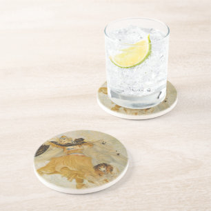 Porta-copos De Arenito Vintage Lady com suas Portas copos de cachorro