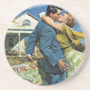 Porta-copos De Arenito Vintage Love and Romance Newlyweds Comprar Primeir