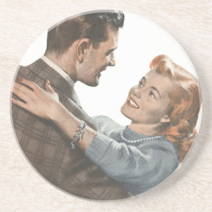 Porta-copos De Arenito Vintage Love Romance Newlyweds Devemos Dançar?