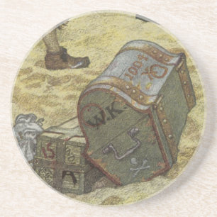 Porta-copos De Arenito Vintage Pirates, William Kidd Burying Treasure