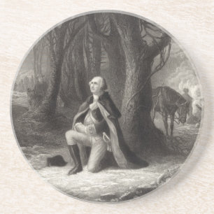 Porta-copos De Arenito Vintage Retrato de George Washington Rezando