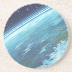 Porta-copos De Arenito Vintage Science Fiction, Earth at Night with Stars