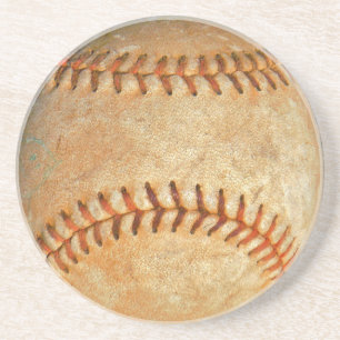 Porta-copos De Arenito Vintage White Baseball Red Stitching