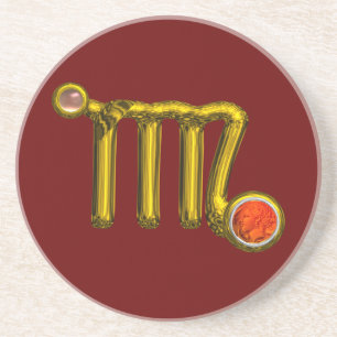 Porta-copos De Arenito VIRGO ZODIAC ANIVERSÁRIO JEWEL Cinza Dourada Agato