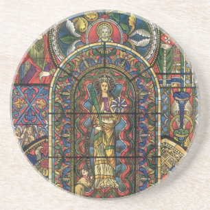 Porta-copos De Arenito Vitral de Igreja, Arquitetura Vintage