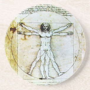 Porta-copos De Arenito VITRUVIAN MAN - Pergaminho Antiguo