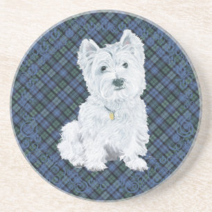 Porta-copos De Arenito Westie Black Watch Tartan