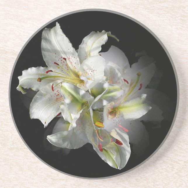 Porta-copos De Arenito White Lily Fantasy (Frente)