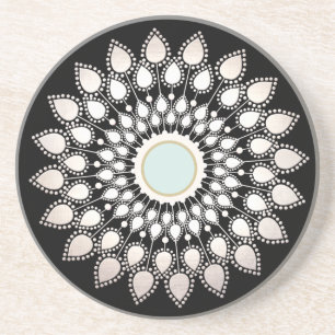 Porta-copos De Arenito White Lotus Mandala