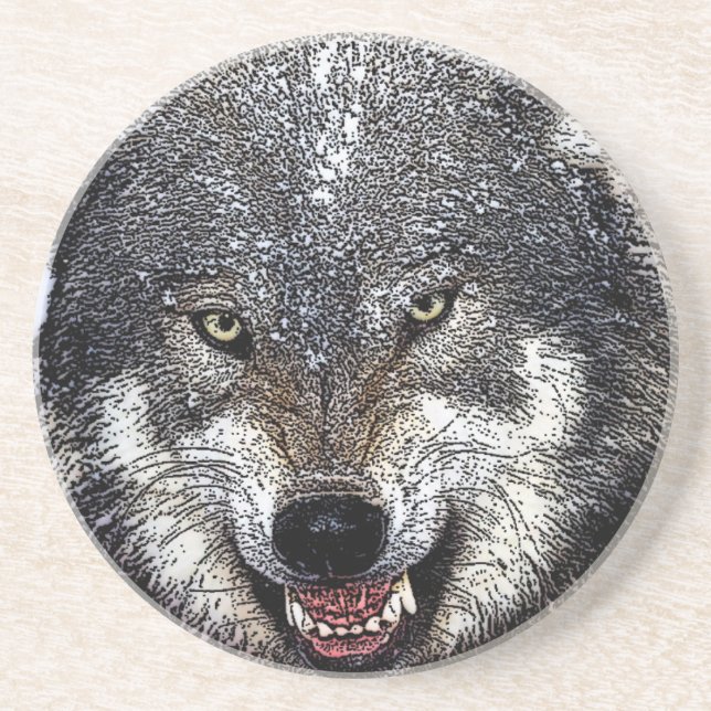 Porta-copos De Arenito Wild Wolf (Frente)