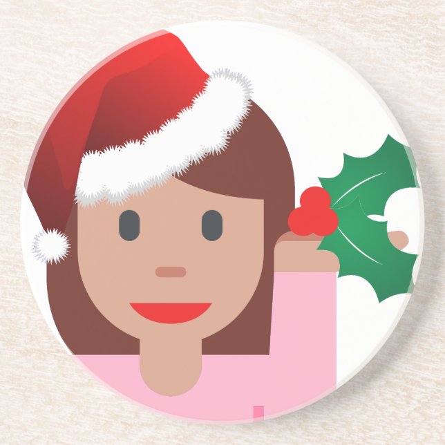 Porta-copos De Arenito xmas information girl emoji (Frente)