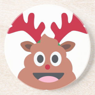 Porta-copos De Arenito xmas reindeer poo emoji