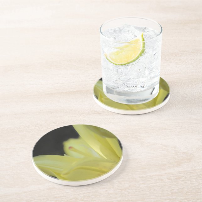 Porta-copos De Arenito Yellow Lily por Shirley Taylor (Lateral)