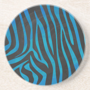 Porta-copos De Arenito Zebra Black e Blue Impressão