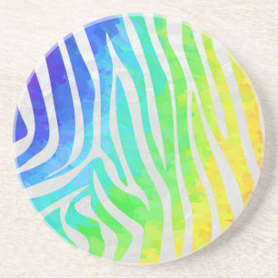 Porta-copos De Arenito Zebra Rainbow e White Impressão