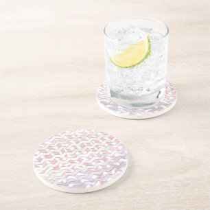 Porta-copos De Arenito Zebra Rosa e White Chevron