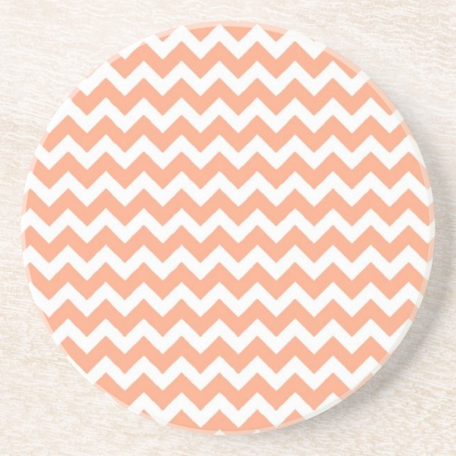 Porta-copos De Arenito Zig Zag Chevron Laranja Suave (Frente)