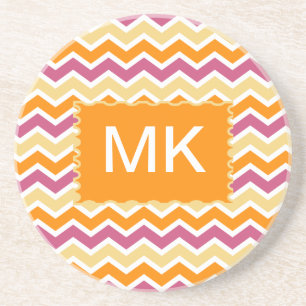 Porta-copos De Arenito Ziguezague tribal vibrante