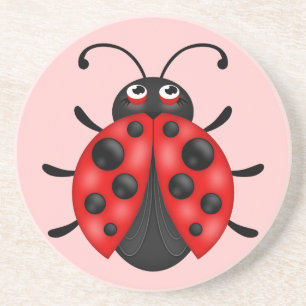 Porta copos de Bebida de Sandstone, Cute Red Ladyb