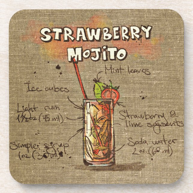 Porta copos de Bebidas Coquetel de Morango Mojito (Frente)