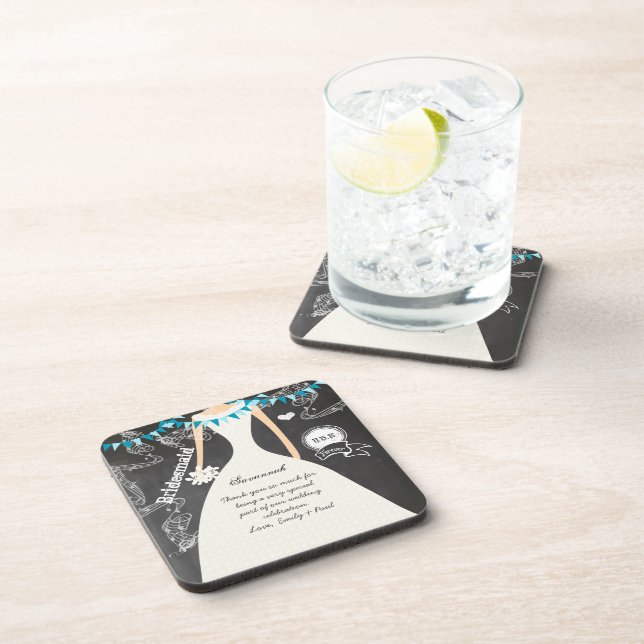 Porta copos de Casamento de Chalkboard Bride & Gro (Lado Direito)