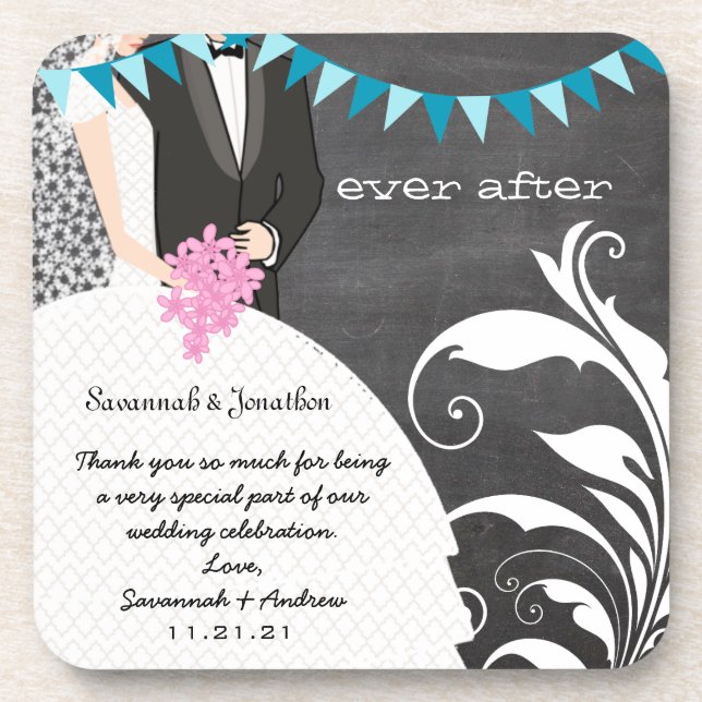 Porta copos de Casamento de Chalkboard Bride & Gro (Frente)