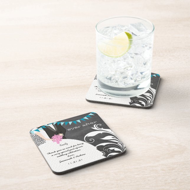 Porta copos de Casamento de Chalkboard Bride & Gro (Lado Direito)