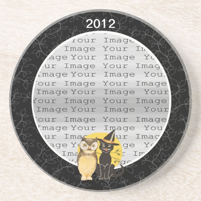 Porta copos de Casamento de Halloween de Cat & Owl (Frente)