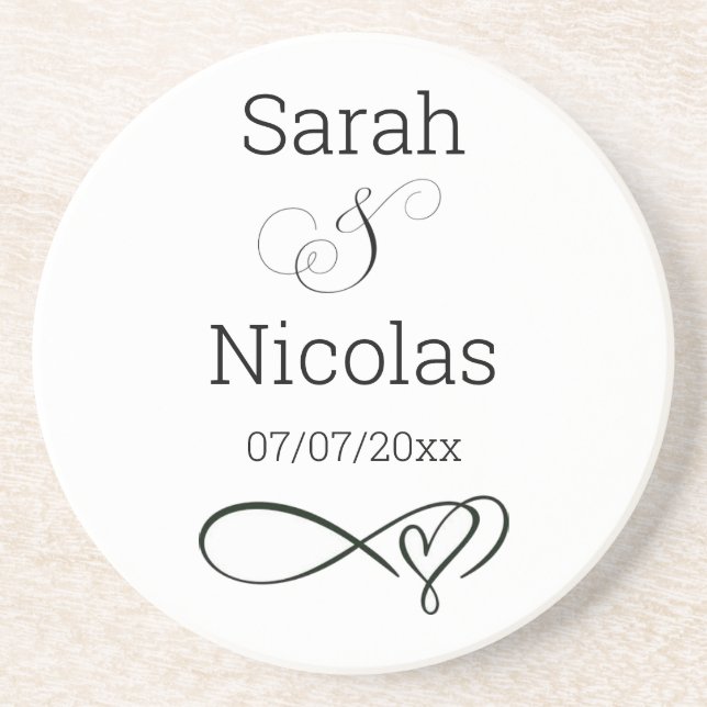 Porta copos de casamento personalizada minimalista (Frente)