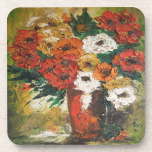 Porta copos de Cork Conjunto Flores Vermelhas Ann