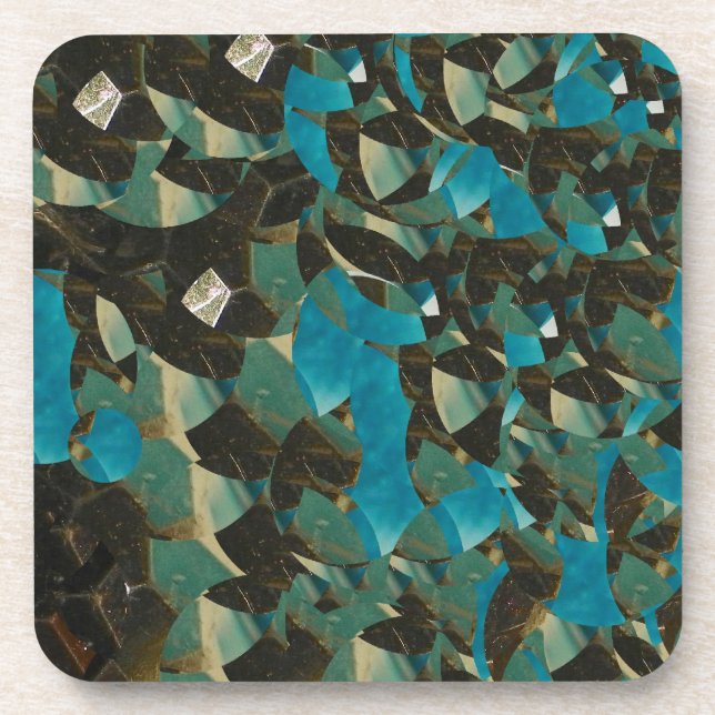 Porta copos de Cortiça Azul Mosaico (Frente)