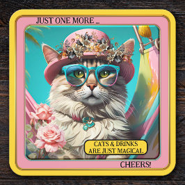 Porta copos de Gatos Mágicos e Engraçado Colorida