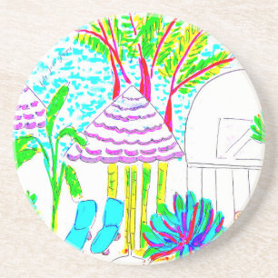 Porta copos de lado tropical