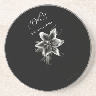 Porta copos De Lily Sandstone Monogramas, Preto E 