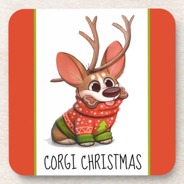 Porta copos de Natal do Cão Corgi (Frente)