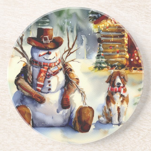 Porta copos de Natal do Cowboy Snowman (Frente)