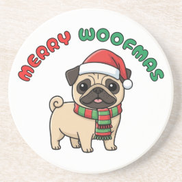 Porta copos de Natal Pug: Feliz Woofmas