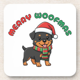 Porta copos de natal Rottweiler: Feliz Woofmas